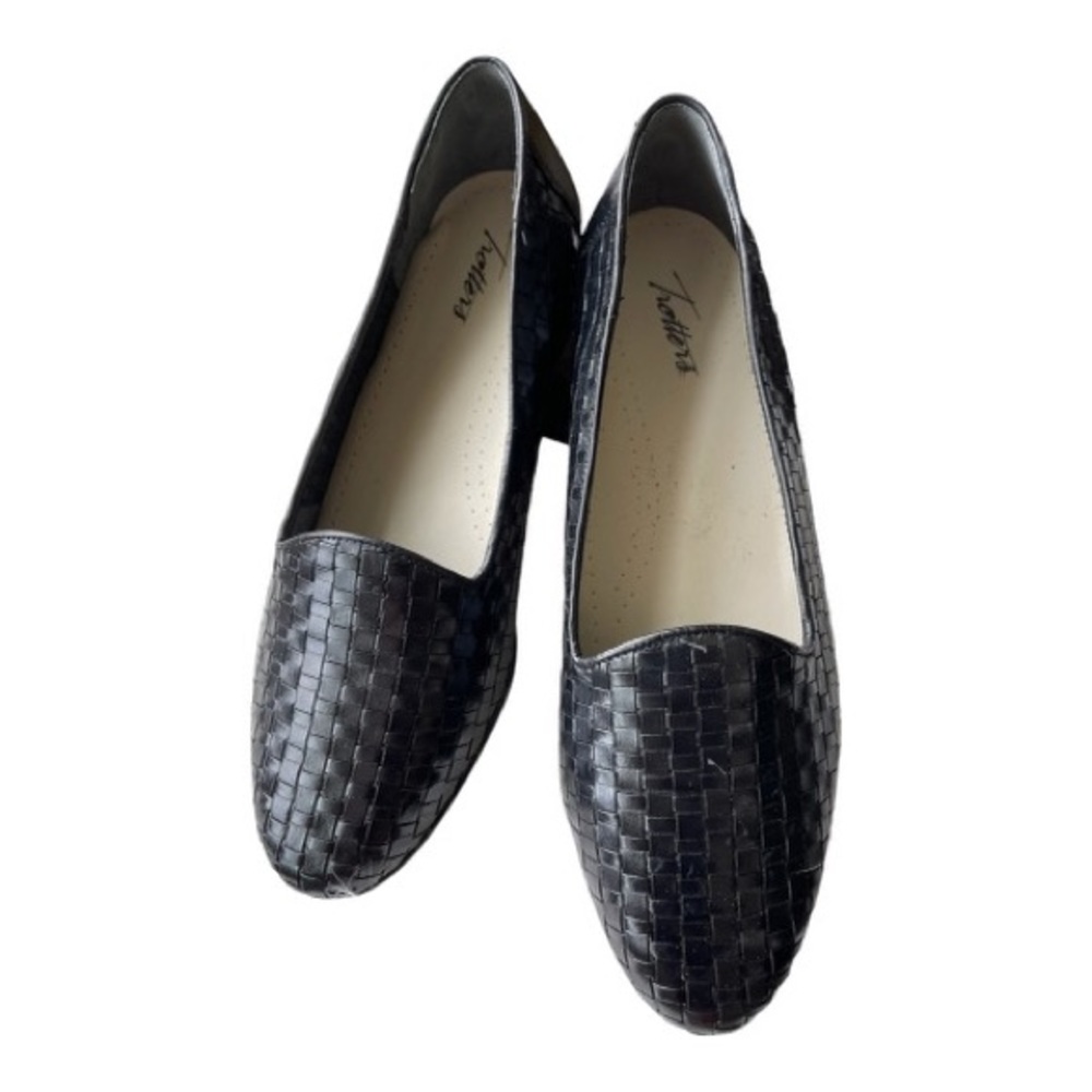 Trotters Black Woven Loafers 10 Wide